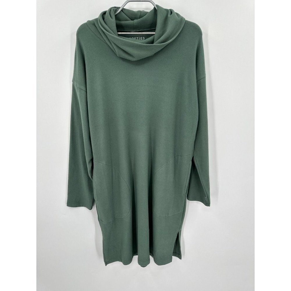 Softies Heavy Dream Jersey Cowl Neck Lounger Lounge Dress sz S Dusty Green NWOT